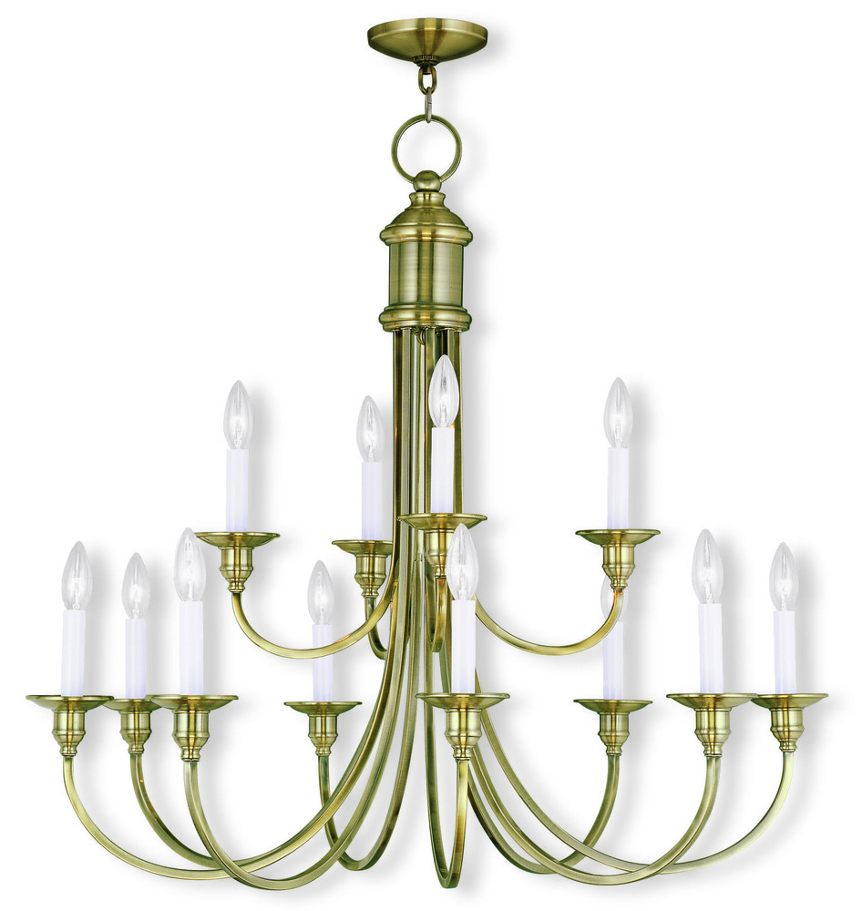 12 Light Antique Brass Chandelier