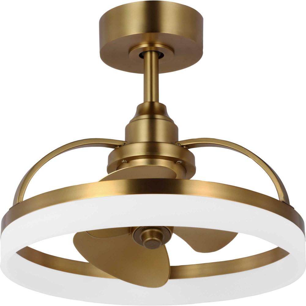 Shear Collection Oscillating Three-Blade Brushed Bronze Ceiling Fan with Gold Blades