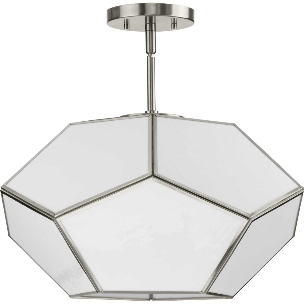 Latham Collection 18 in. Three-Light Brushed Nickel Contemporary Flush Mount
