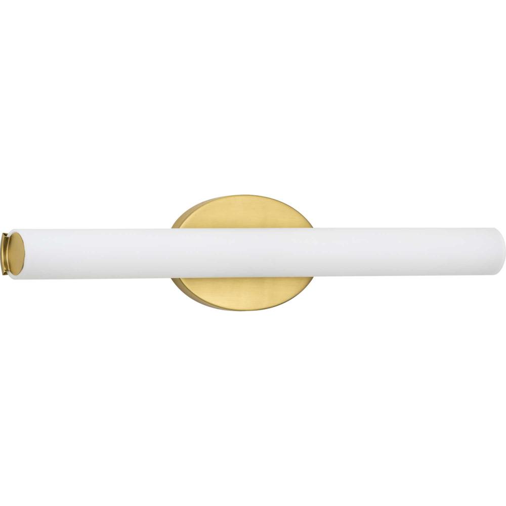 Parallel LED Collection 22" Satin Brass Etched White Glass Mid-Century Modern Bath Vanity Light