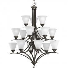 Progress P4365-20 - Trinity Collection Fifteen-Light Antique Bronze Etched Glass Traditional Chandelier Light