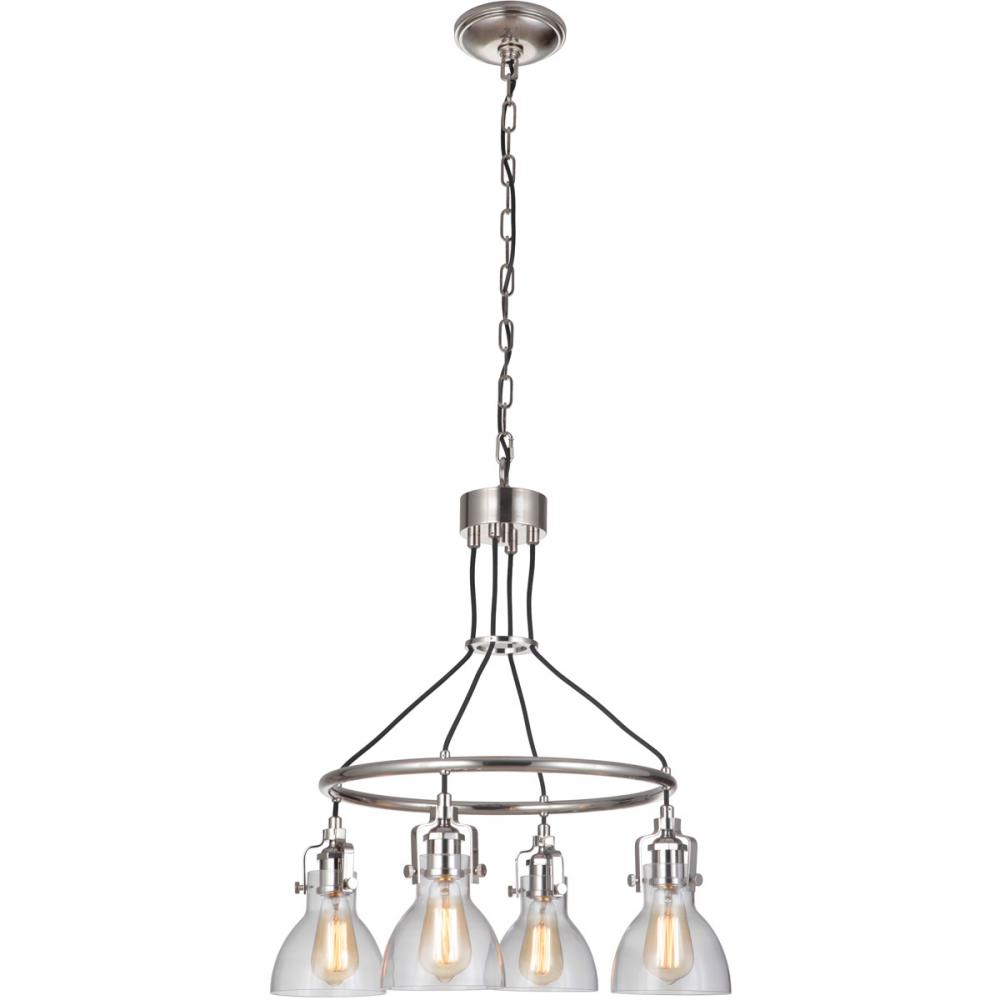 State House 4 Light Chandelier in Polished Nickel
