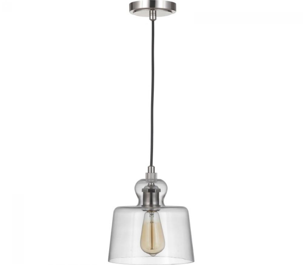 State House 1 Light Clear Glass Mini Pendant in Polished Nickel