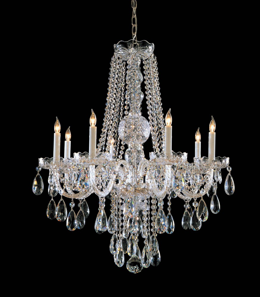 Traditional Crystal 8 Light Crystal Brass Chandelier