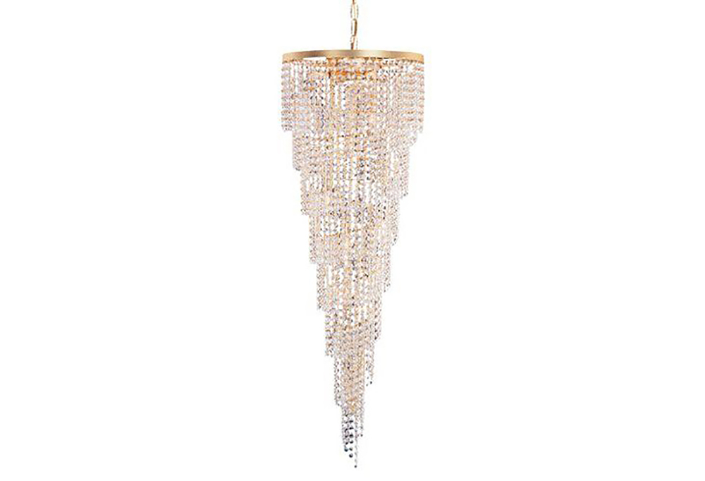 15 Light Gold Traditional Chandelier Draped In Clear Hand Cut Crystal