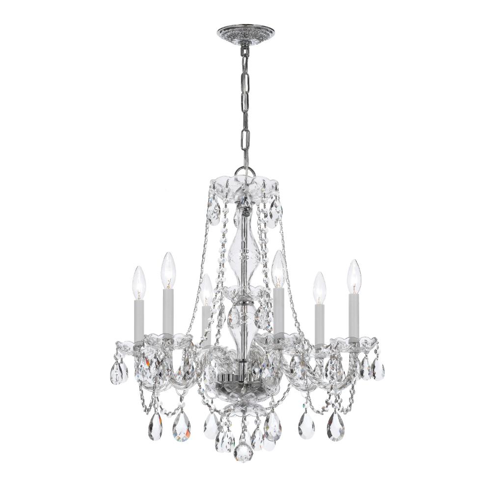 Traditional Crystal 6 Light Spectra Crystal Polished Chrome Chandelier