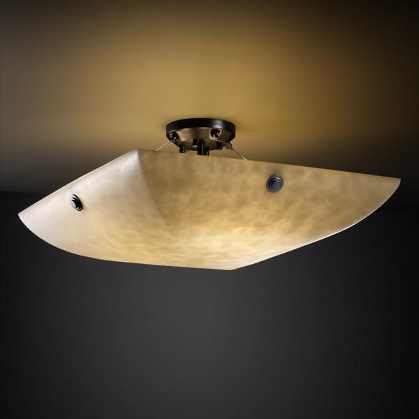18" LED Semi-Flush Bowl w/ Concentric Circles Finials