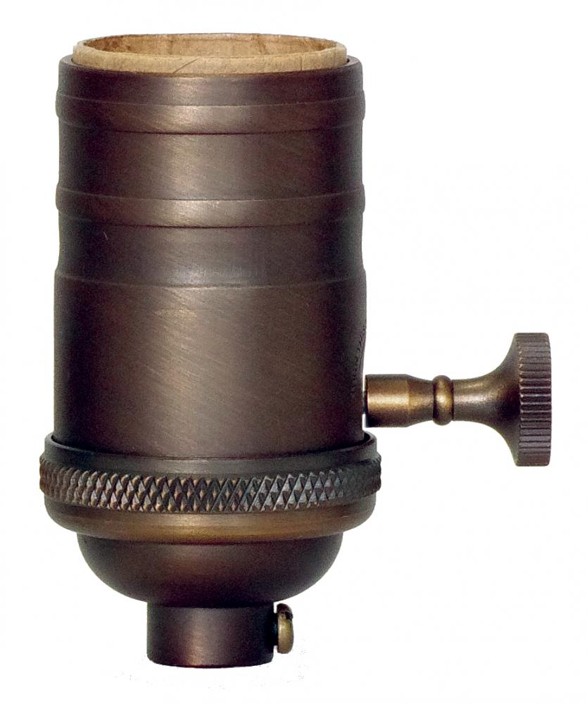 Socket; Dark Antique Solid Brass; Turn Knob; 4pc; With Set Screw