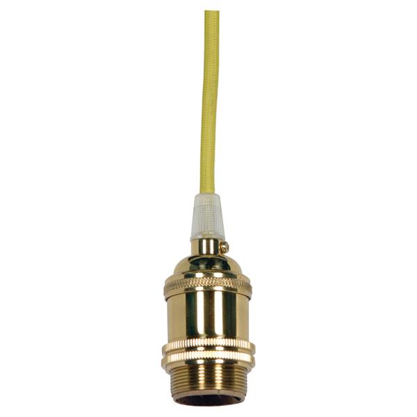 Medium base lampholder; 4pc. Solid brass; prewired; Uno ring; 10ft. 18/2 SVT Lemon Cord; Polished