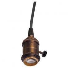 Satco Products Inc. 80/2284 - Medium base lampholder; 4pc. Solid brass; prewired; On/Off; Uno ring; 10ft. 18/2 SVT Black Cord;
