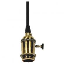 Satco Products Inc. 80/2297 - Medium base lampholder; 4pc. Solid brass; prewired; On/Off; Uno ring; 10ft. 18/2 SVT Black Cord;