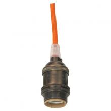 Satco Products Inc. 80/2343 - Medium base lampholder; 4pc. Solid brass; prewired; Uno ring; 10ft. 18/2 SVT Orange Cord; Dark
