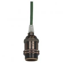 Satco Products Inc. 80/2458 - Medium base lampholder; 4pc. Solid brass; prewired; Uno ring; 10ft. 18/2 SVT Dark Green Cord; Dark