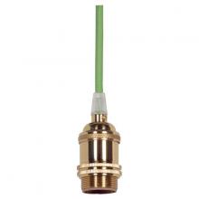 Satco Products Inc. 80/2460 - Medium base lampholder; 4pc. Solid brass; prewired; Uno ring; 10ft. 18/2 SVT Light Green Cord;