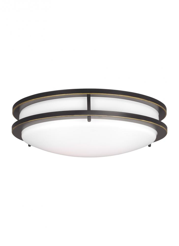 Mahone traditional dimmable indoor medium LED 1-Light flush mount ceiling fixture in an antique bron