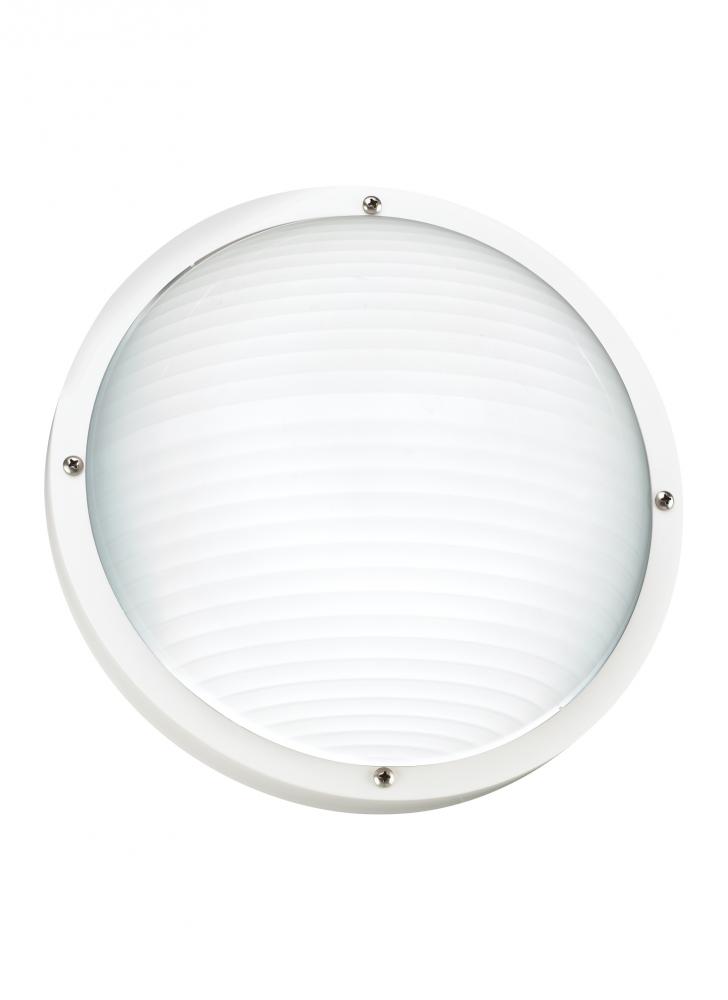 Bayside traditional 1-light outdoor exterior wall or ceiling mount in white finish with frosted whit