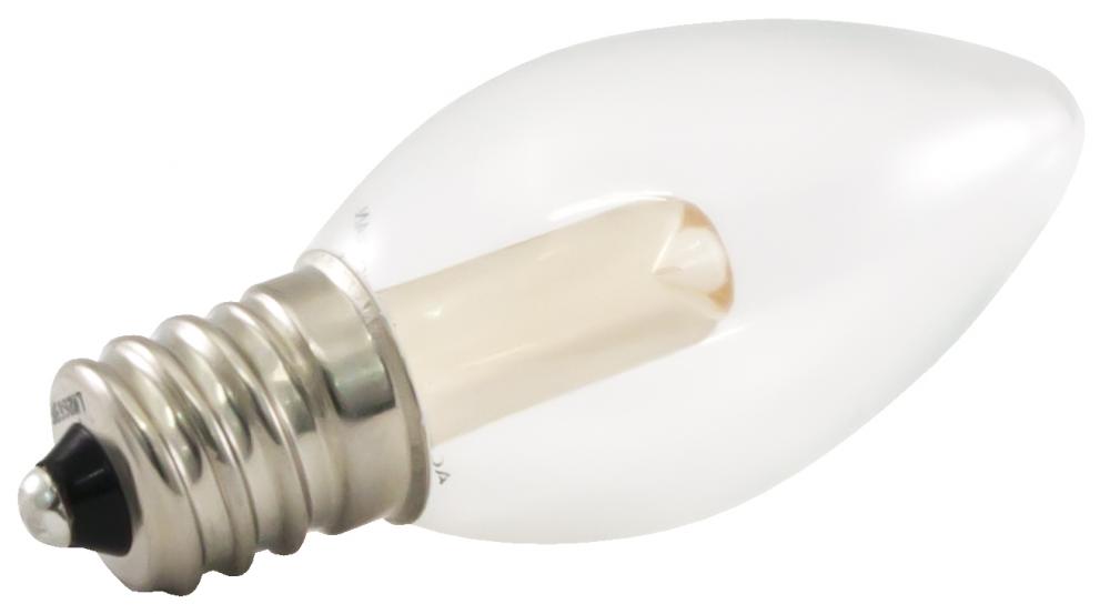 Premium Grade LED Lamp C7 Shape, Candelabra Base, Ultra Warm White (2400K) with Clear Glass, wet Loc