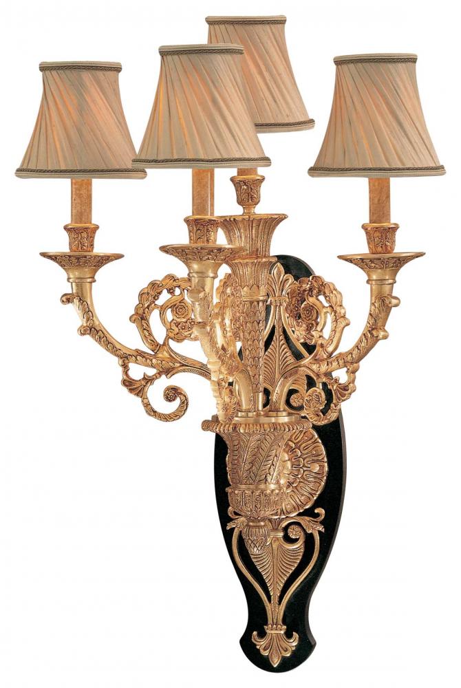 French Gold W/black Accent Presented W/optional Shade-sh1929 Shade Wall Light