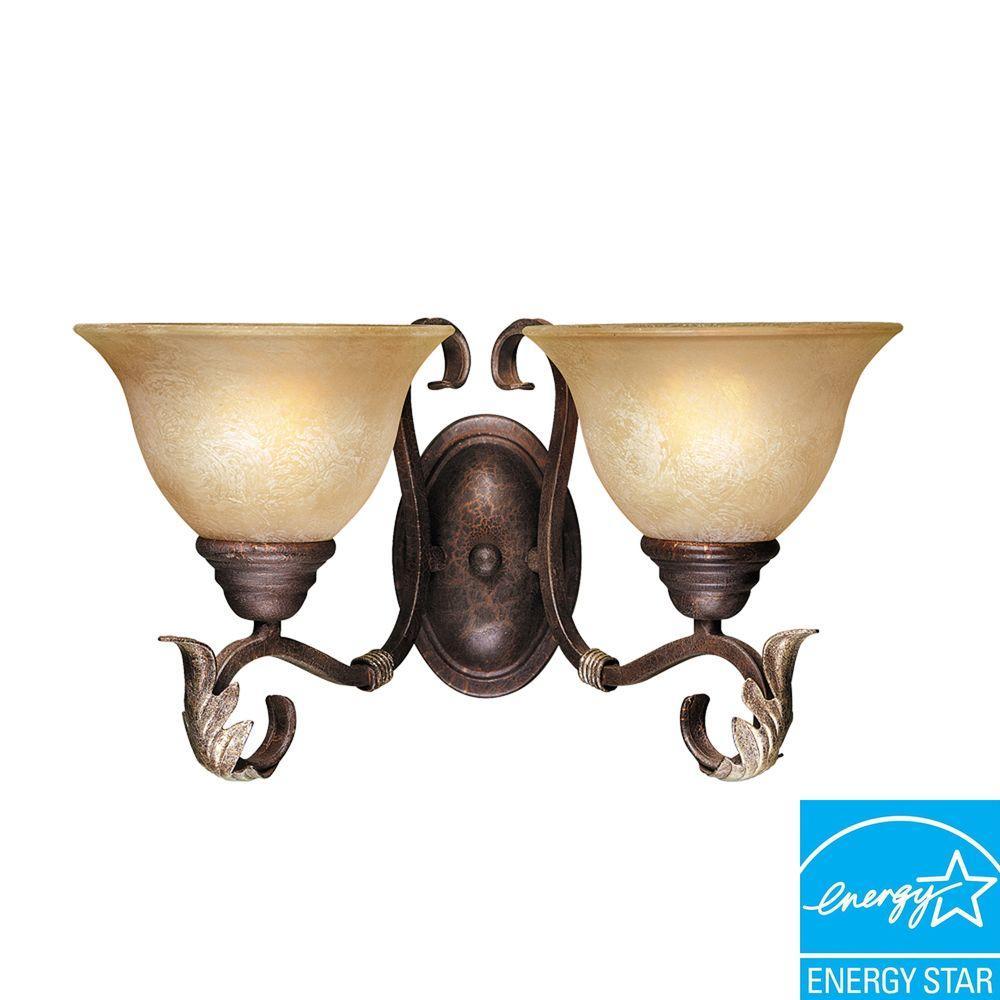 Olympus Tradition Collection 2-Light Crackled Bronze with Silver Sconce