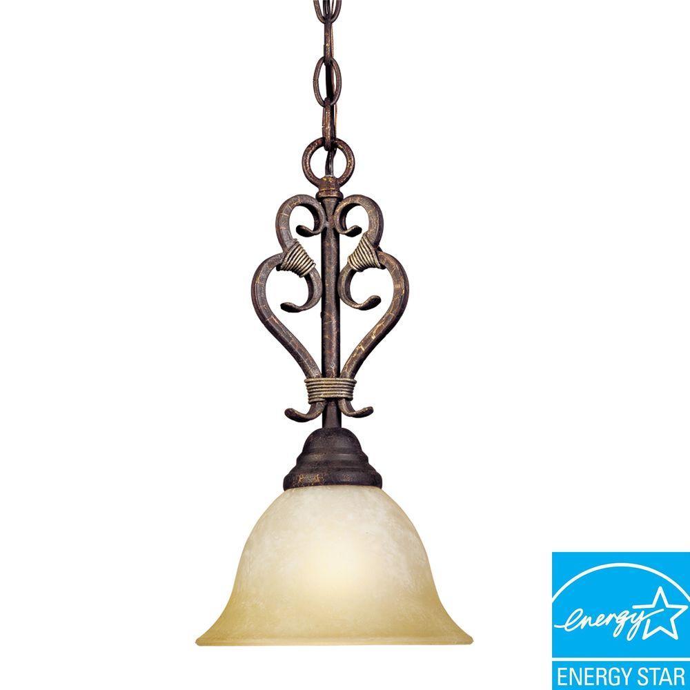 Olympus Tradition Collection 1-Light Crackled Bronze with Silver Mini Pendant