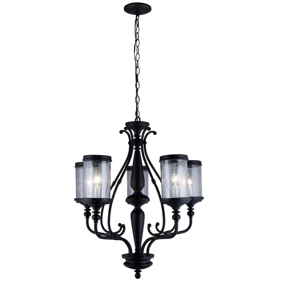 Estella Collection 5-Light Oil-Rubbed Bronze Chandelier with Clear Seeded Glass Shades