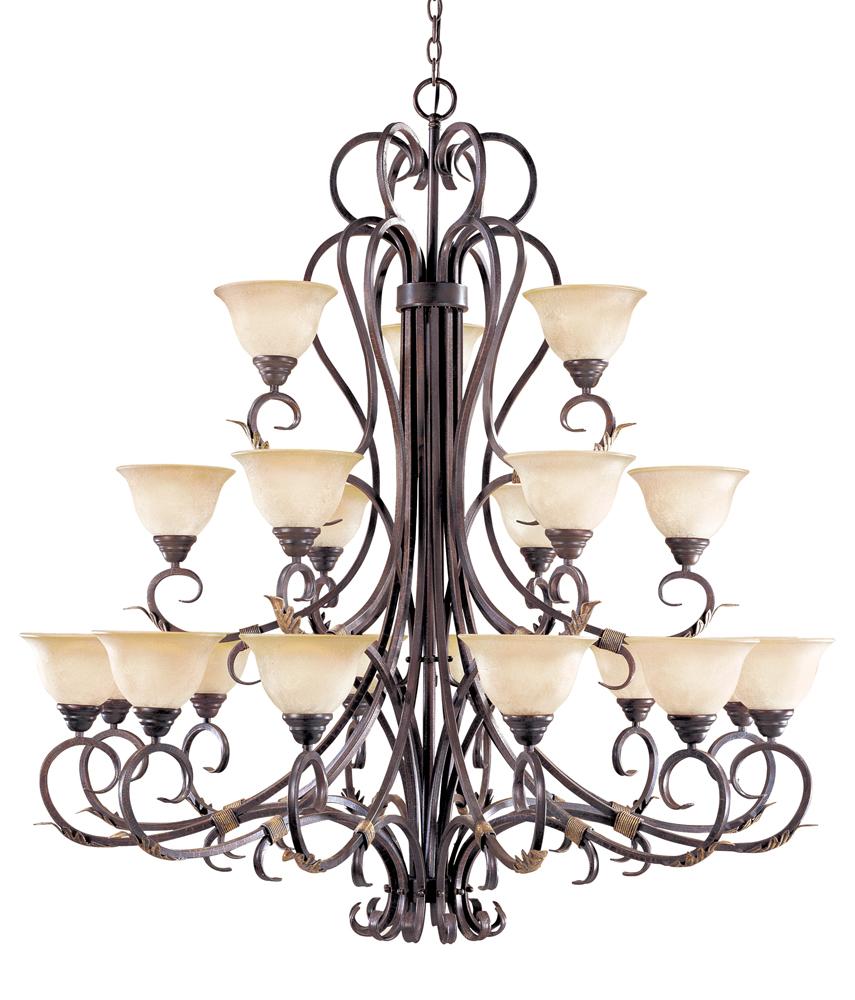 Olympus Tradition Collection 21-Light Crackled Bronze with Silver Hanging Chandelier