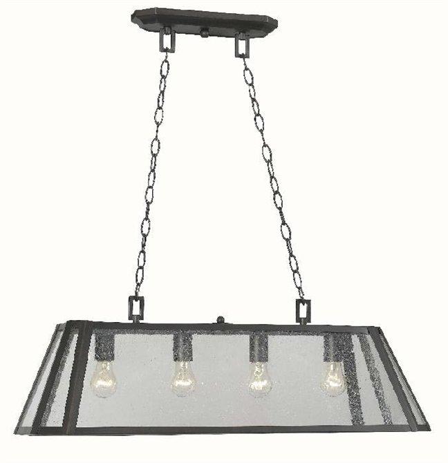 Bedford 4-Light Oiled Rubbed Bronze Glass Island Pendant