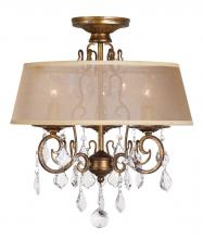 World Imports WI197390 - 15 in. 3-Light Antique Gold Flushmount Chandelier