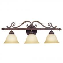 World Imports WI263324N - Olympus Tradition Collection 3-Light Crackled Bronze Bath Bar Light with Tea-Stained Glass Shades