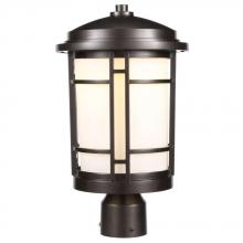 World Imports WI970221 - 9 in. Burnished Bronze Outdoor LED Post Light with White Opal Glass