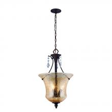 World Imports WI976588 - Ethelyn Collection 3-Light Oil Rubbed Bronze Pendant with Elegant Old World Glass Shade