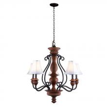 World Imports WI977590 - Elysia Collection 5-Light Antiqued Gold Chandelier with Elegant White Fabric Shades