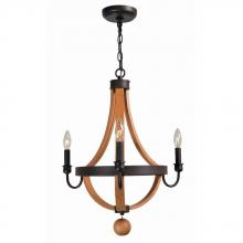 World Imports WI306242 - Taylor Collection 3-Light Rust/Wood Indoor Chandelier