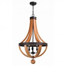 World Imports WI306042 - Taylor Collection 3-Light Rust/Wood Indoor Pendant