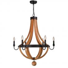 World Imports WI306642 - Taylor Collection 6-Light Rust/Wood Indoor Chandelier