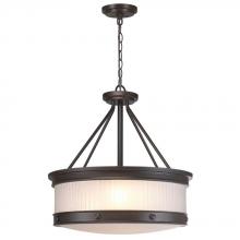 World Imports WI60989 - 3-Light Oil-Rubbed Bronze Pendant with Ribbed Glass Shade