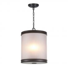 World Imports WI60990 - 3-Light Oil-Rubbed Bronze Pendant with Ribbed Glass Shade