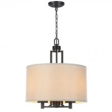 World Imports WI61010 - 3-Light Oil-Rubbed Bronze Pendant with Off White Linen Shade
