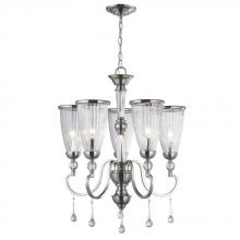 World Imports WI61024 - 5-Light Brushed Nickel Chandelier with Crystal Adorned Clear Glass Shade