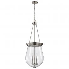 Nuvo 60/7805 - Boliver 3 Light Pendant; 14 Inches; Brushed Nickel Finish; Clear Seeded Glass