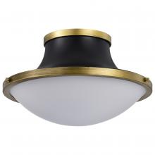 Nuvo 60/7906 - Lafayette 3 Light Flush Mount Fixture; 18 Inches; Matte Black Finish with Natural Brass Accents and