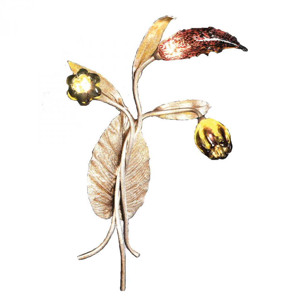 Bela Iguazu 3 Light Wall Sconce In Silver Leaf With Hand-Formed Glass Flowers