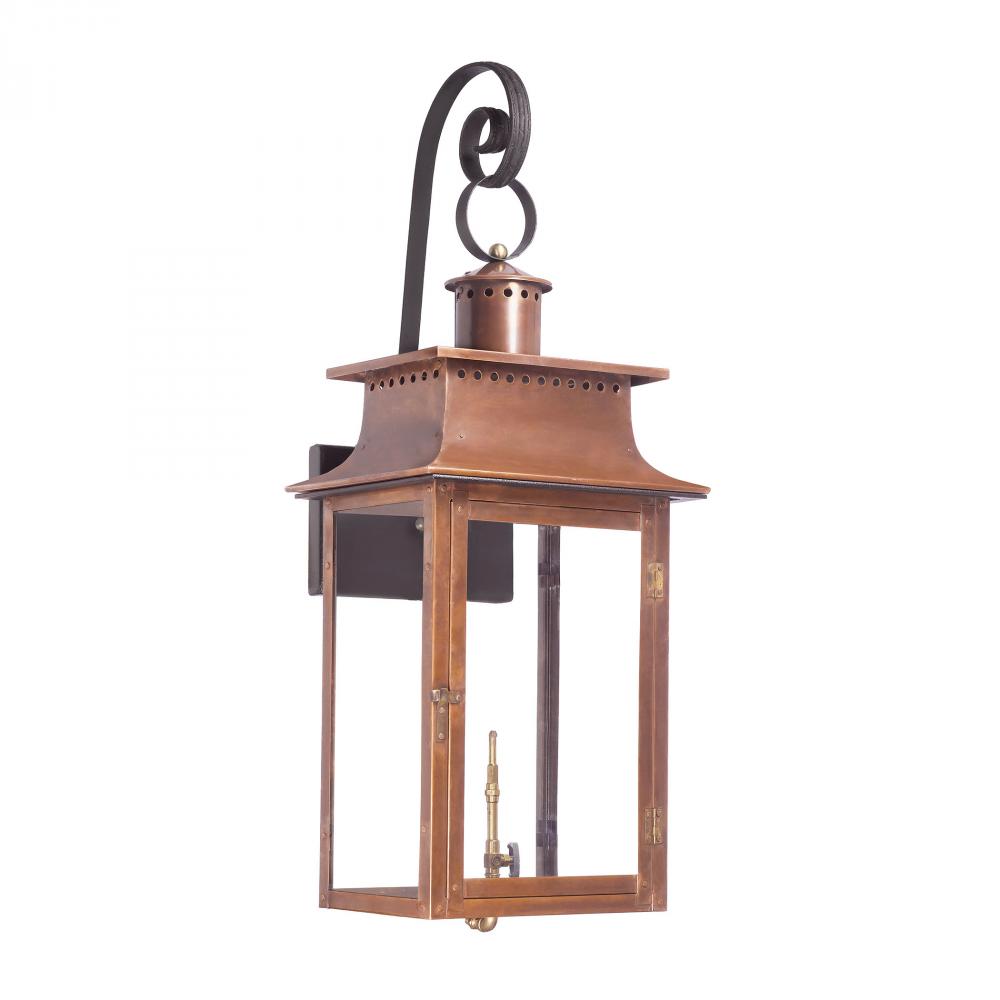 Maryville Outdoor Gas Wall Lantern In Aged Coppe