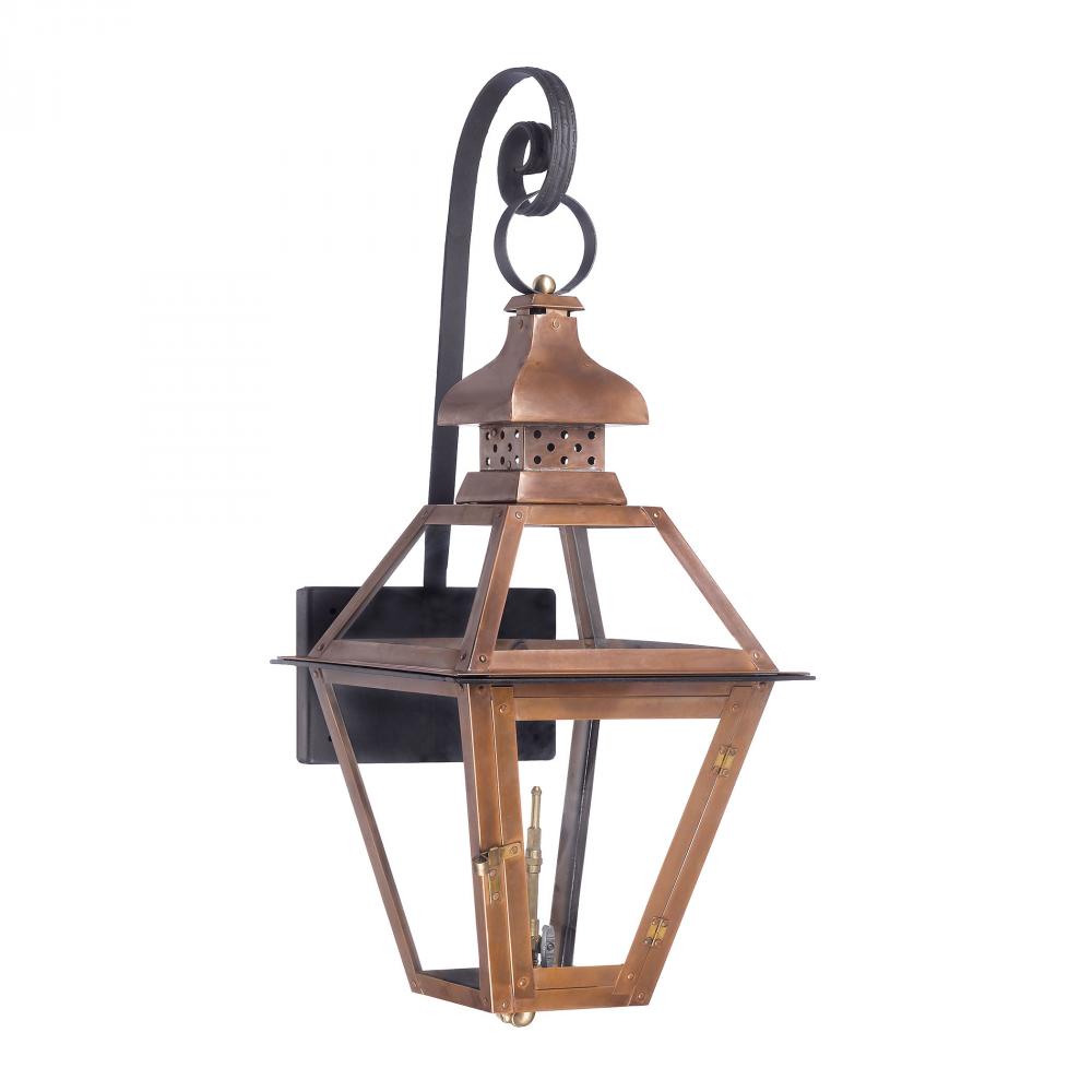 Bayou Outdoor Gas Wall Lantern In Aged Copper