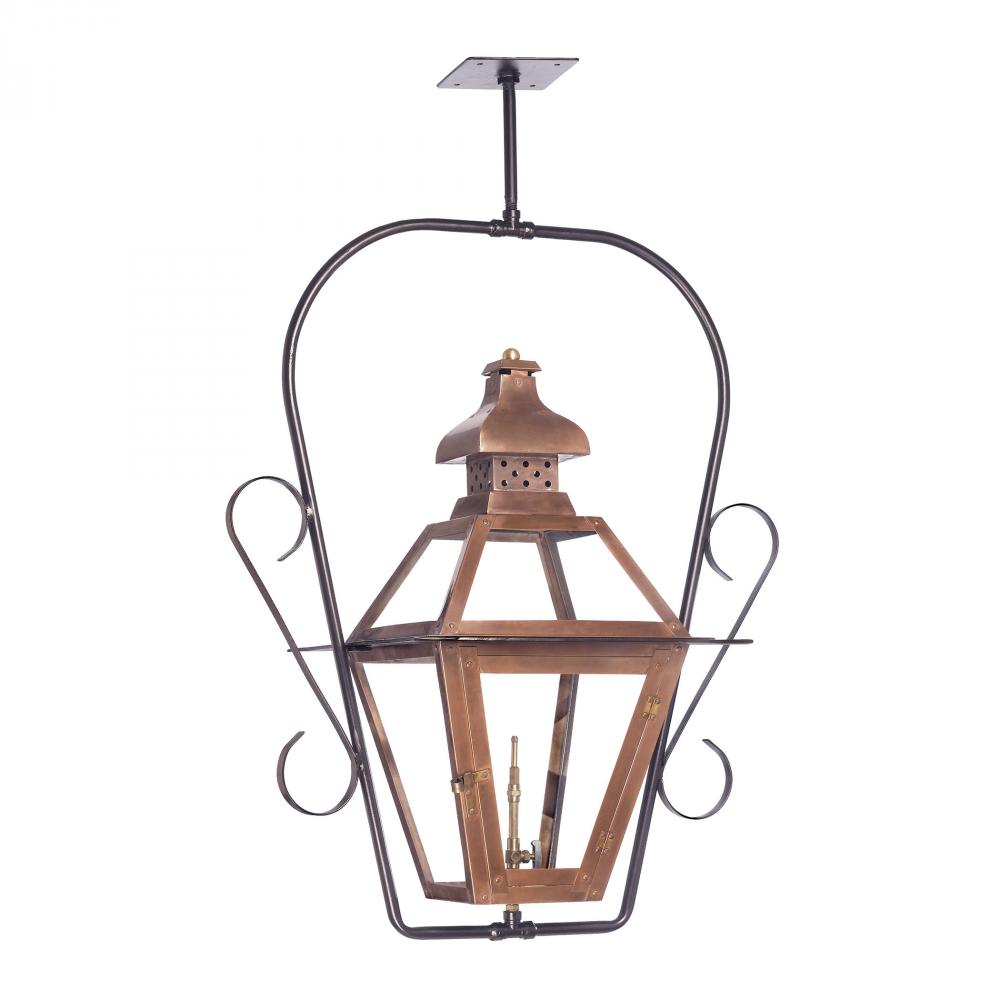 Bayou Outdoor Gas Ceiling Lantern In Aged Copper